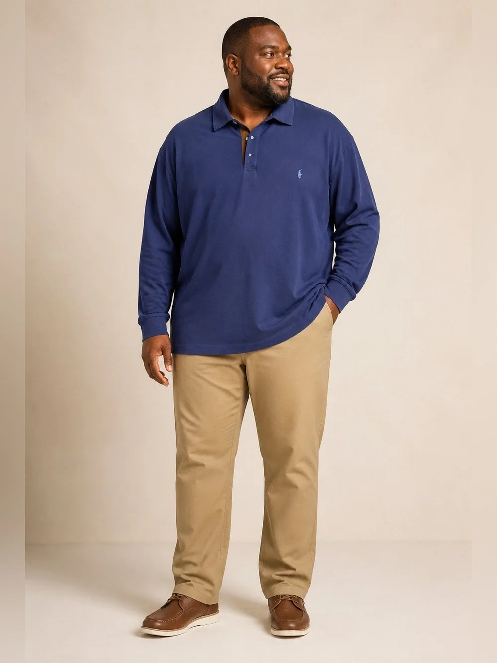 Polo Ralph Lauren Men’s 2XLT Long Sleeve Polo Shirt Blue Cotton